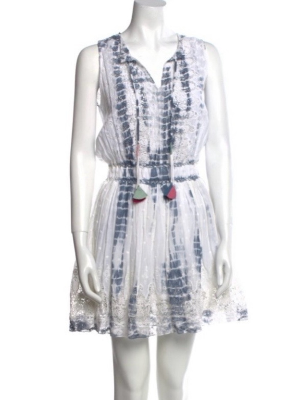 LoveShackFancy White Crochet Lace Tie-dye Dress